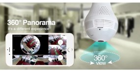 GloboStar® 76073 WIFI 2.4G IP CAMERA 2.0MP 1080P - Έξυπνη Κρυφή IP Κάμερα WiFi 1080P Fish Eye 360° 3W LED σε Σχήμα Λάμπας με Ντουί και Βάση E27 Smart Home