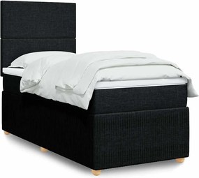 vidaXL Κρεβάτι Boxspring με Στρώμα Μαύρο 80 x 200 εκ. Υφασμάτινο
