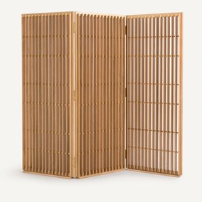 Ξύλινο διαχωριστικό από μασίφ δρυ, 3 πτυσσόμενα πάνελ, BYOBU