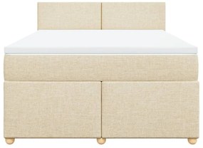 vidaXL Κρεβάτι Boxspring με Στρώμα Κρεμ 160x200 εκ. Υφασμάτινο