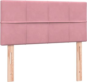 vidaXL Κρεβάτι Boxspring με Στρώμα &amp; LED Ροζ 80x220 εκ. Βελούδινο