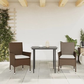 Καρέκλες Κήπου 2 τεμ. Καφέ από Συνθετικό Ρατάν με Μαξιλάρια - Καφέ