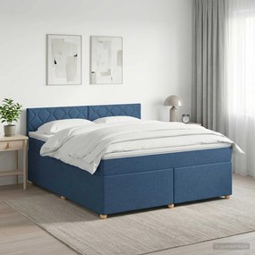 vidaXL Κρεβάτι box spring με στρώμα Μπλε 160 x 200 cm Ύφασμα