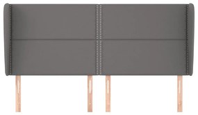 Κεφαλάρι με Πτερύγια Γκρι 183x23x118/128 εκ.Συνθετικό Δέρμα - Γκρι