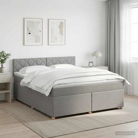 vidaXL Κρεβάτι box spring με στρώμα Ανοιχτό γκρι 180 x 200 cm Ύφασμα