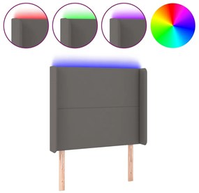 vidaXL Κεφαλάρι Κρεβατιού LED Γκρι 103x16x118/128 εκ. Συνθετ. Δέρμα