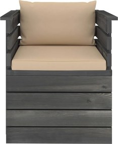 vidaXL Πολυθρόνα Κήπου από Ξύλο Πεύκου με Μαξιλάρια