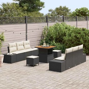 vidaXL Σετ Καναπέ Κήπου με μαξιλάρι 9 pcs Μαύρο Πολυ ράταν