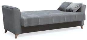 Kαναπές κρεβάτι Asma pakoworld 3θέσιος βελουτέ γκρι-ποντικί 217x76x85εκ