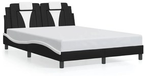 vidaXL Πλαίσιο Κρεβατιού με LED Μαύρο/Λευκό 140x190εκ. Συνθετικό Δέρμα