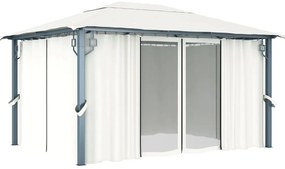 vidaXL Κιόσκι με Κουρτίνα Κρεμ 400 x 300 εκ. Αλουμινίου