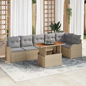 vidaXL Σετ Καναπέ Κήπου 7 pcs μπεζ και ανοιχτό γκρι 100 x 55 x 73 εκ