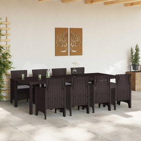 vidaXL Σέτ φαγητού για κήπο 9 pcs Καφέ Πολυπροπυλένιο