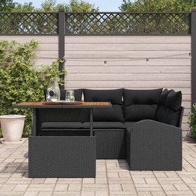 vidaXL Σετ Καναπέ Κήπου με μαξιλάρι 5 pcs Μαύρο 100 x 55 x 73 εκ
