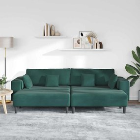 vidaXL Βελούδινος καναπές 3 pcs Σκούρο Πράσινο 208 εκ. Βελούδο