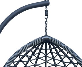 Κούνια φωλιά με βάση Lyere pakoworld μέταλλο γκρι-pe rattan σε γκρι απόχρωση 120x108x195εκ