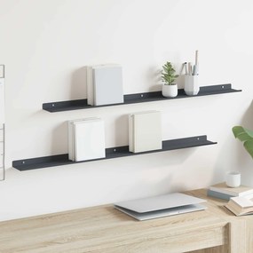 vidaXL Πλωτό ράφι Επιτοίχιο 2 pcs Ανθρακί 100 x 9 x 2,5 εκ Ατσάλι