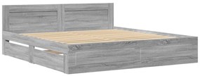 vidaXL Πλαίσιο Κρεβατιού με Κεφαλάρι Γκρι Sonoma 180x200εκ. Επεξ. Ξύλο