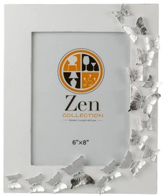Κορνίζα Polyester Λευκή-Ασημί Πεταλούδες 15x20εκ. Zen Collection 25.2.50715