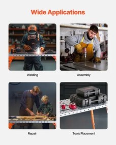 Welding Table 44" x 21" 500LBS Folding Workbench with 4-Level Adjustable Height