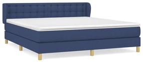 Κρεβάτι Boxspring με Στρώμα Μπλε 180x200 εκ. Υφασμάτινο  - Μπλε