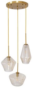 00978 GloboStar® GLOBOSTAR® AMARIS 00978 Μοντέρνο Κρεμαστό Φωτιστικό Οροφής με Ντουί 3 x E27 AC 220-240V IP20 - Χρυσό Πλατίνα &amp; Μελί - Μ50 x Π50 x Υ30cm