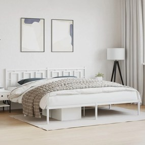 vidaXL Πλαίσιο Κρεβατιού με Κεφαλάρι Λευκό 193 x 203 εκ. Μεταλλικό
