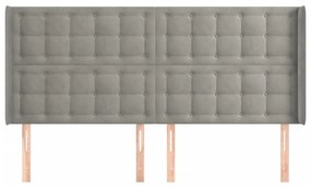 Κεφαλάρι με Πτερύγια Ανοιχτό Γκρι 203x16x118/128 εκ. Βελούδινο 3120080