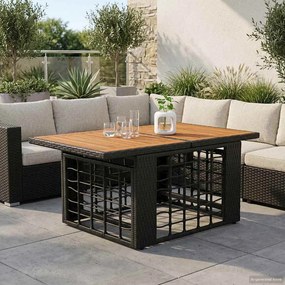 vidaXL Τραπέζι Κήπου Μαύρο και φυσικό 100 x 55 x 37 cm