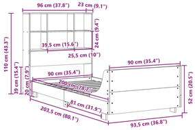 Σκελετός Κρεβ. Χωρίς Στρώμα Καφέ Κεριού 90x200 εκ Μασίφ Πεύκο - Καφέ