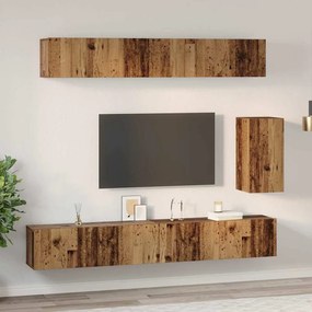 vidaXL Σετ επίπλου τηλεόρασης Επιτοίχιο 6 pcs Παλαιό ξύλο