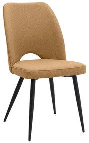 Σετ τραπεζαρία 5τμχ Roger - Christy Megapap Mdf - ύφασμα χρώμα μαύρο εφέ μαρμάρου - μουσταρδί 120x70x75εκ.