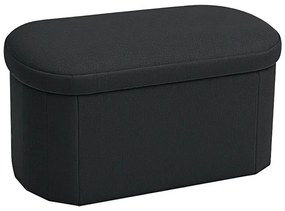 Σκαμπό-μπαούλο Otto pakoworld ύφασμα μπουκλέ σε ανθρακί απόχρωση 76x38x38εκ