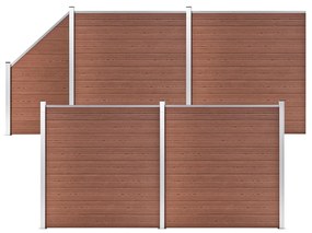 Πάνελ Περίφραξης 4 Τετράγωνα + 1 Κεκλιμένο Καφέ 792x186 εκ. WPC - Καφέ