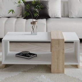 Τραπεζάκι Σαλονιού Λευκό / Sapphire Δρυς FRUAR 90x49x40