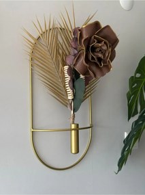 Σετ 2 οβάλ μεταλλικά διακοσμητικά μοντέρνα επιτοίχια ανθοδοχεία Χρυσό 57x30x15 cm