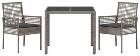 vidaXL Σέτ φαγητού για κήπο 3 pcs Γκρι συνθετικό ρατάν