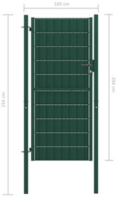 vidaXL Πόρτα Περίφραξης Πράσινη 100 x 204 εκ. από PVC / Ατσάλι