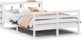vidaXL Πλαίσιο Κρεβατιού Κεφαλάρι Λευκό 150x200εκ Μασίφ Πεύκο