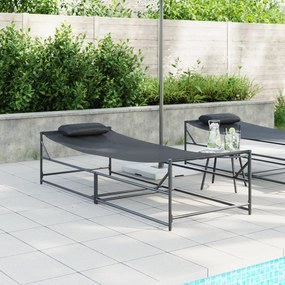vidaXL Ξαπλώστρα Κήπου - Ανθρακί - 200x74x73 εκ. - Χάλυβας & Τεξτιλίνη