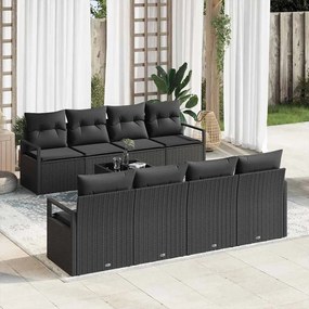 vidaXL Σετ Καναπέ με μαξιλάρι 7 pcs Μαύρο συνθετικό ρατάν