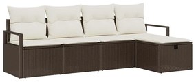 vidaXL Σετ Καναπέ Κήπου με μαξιλάρι 5 pcs Καφέ Πολυ ράταν