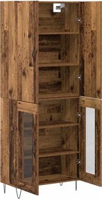vidaXL Highboard 2 pcs Παλιό ξύλο Μηχανική ξυλεία και γυαλί