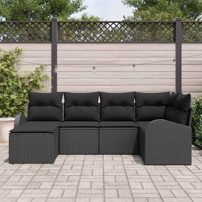 vidaXL Σετ Καναπέ Κήπου 6 pcs Μαύρο συνθετικό ρατάν