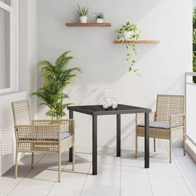 vidaXL Σετ Τραπεζαρίας Κήπου 3 Τεμαχίων με Μαξιλάρια Μπεζ Πολυ Ρατάν
