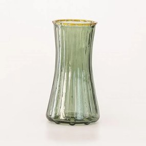 Eurolamp Γυάλινο Βάζο Με Ανάγλυφες Γραμμές 10.3x12.4x24cm Πράσινο 600-45484