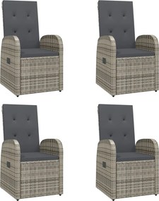 vidaXL Σετ Τραπεζαρίας Κήπου 5 τεμ. Γκρι Συνθ. Ρατάν με Μαξιλάρια