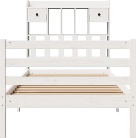 vidaXL Κρεβάτι Βιβλιοθήκη Χωρίς Στρώμα Λευκό 75x190 εκ Μασίφ Πεύκο