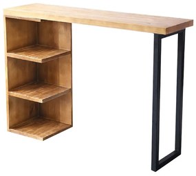 Τραπέζι μπαρ Collins φυσικό ξύλο πεύκου 35mm φυσικό-μαύρο 139x29x90εκ Υλικό: 35 MM SOLID WOOD - METAL  LEGS 197-000067