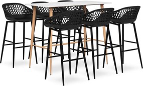 vidaXL Σετ Επίπλων Μπαρ 7 Τεμαχίων Λευκό / Μαύρο